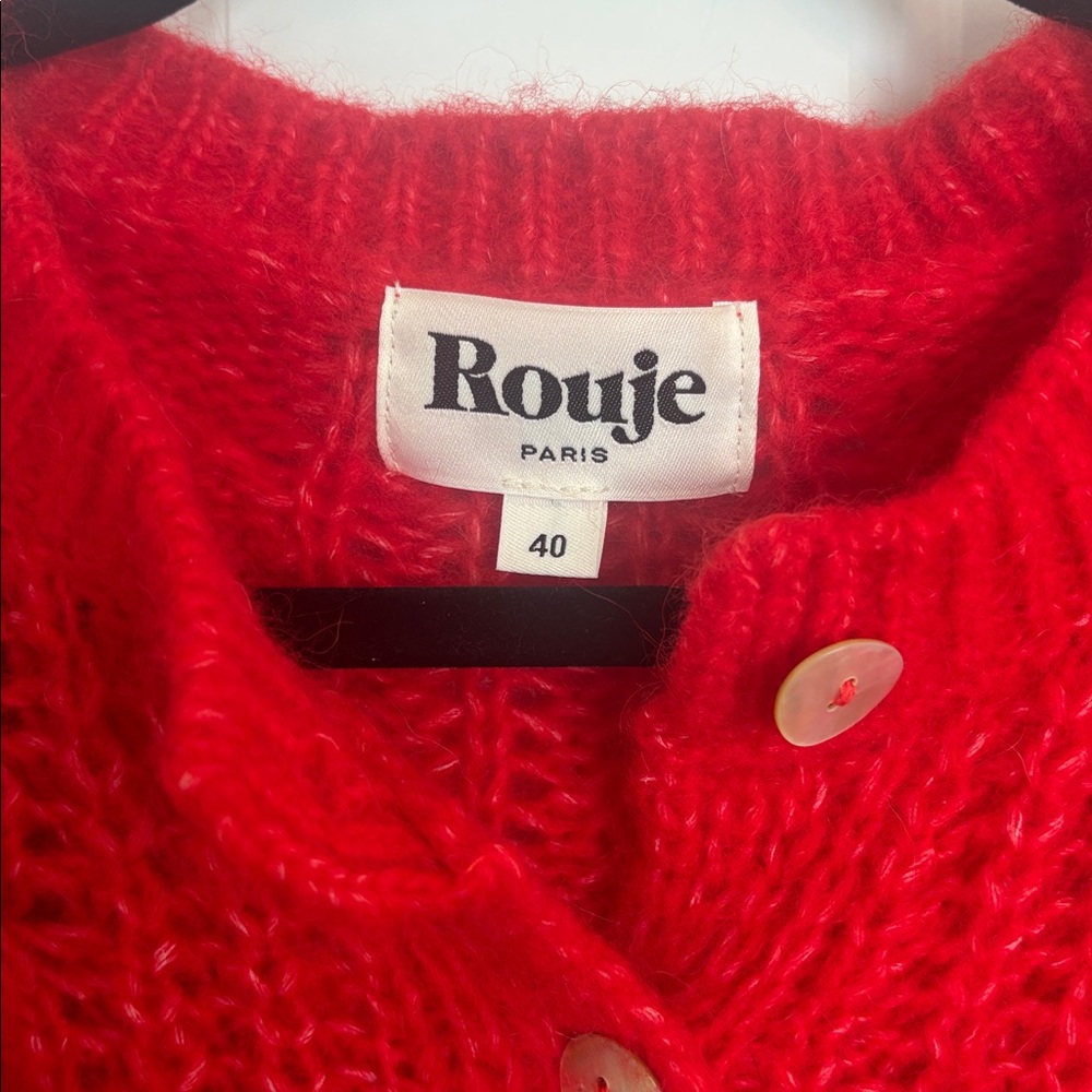 Rouge Paris Gorgeous Red Button-Up Cardigan Size 40 USA Size 8